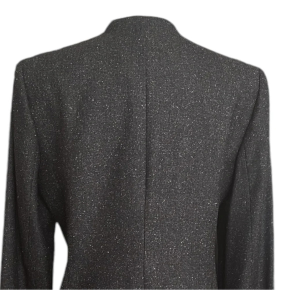 REBECCA TAYLOR Wool Silk Blazer Herringbone Peplum Double Breasted Gray, Size 10 - Picture 8 of 16